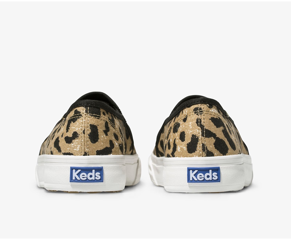 Slip On Γυναικεια - Keds Double Decker Leopard - Καφε - KBRXA1736